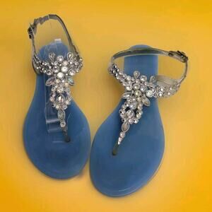Olivia Miller Womens Flip Flops Sandals Size 9 US 40 EU Blue Jewel